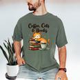 Coffee Cats And Books Lover For Women & Girls Coffee Men's Comfort Colors T-Shirt Moss