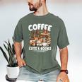 Coffee Cats And Books Cats And Reading Lovers Men's Comfort Colors T-Shirt Moss Coffee Cats And Books Cats And Reading Lovers Men's Comfort Colors T-Shirt Moss