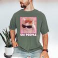 Cool Cat Meme Ew People Anti Social Introvert Cute Cat Men's Comfort Colors T-Shirt Moss