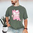 Coquette Reading Book Lover Pink Bow Bookish Mom & Daughter Men's Comfort Colors T-Shirt Moss