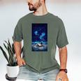Cosmic Botanical Book Lover Reading Men's Comfort Colors T-Shirt Moss