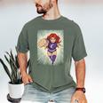The Crimson Crescent 90s Retro Comic Book Superheroine Art Men's Comfort Colors T-Shirt Moss The Crimson Crescent 90s Retro Comic Book Superheroine Art Men's Comfort Colors T-Shirt Moss