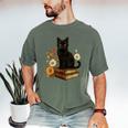 Cute Cat Book Flowers Men's Comfort Colors T-Shirt Moss