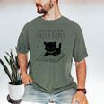 Cute Cats And Books Aesthetic Feline Reader Graphic Premium Tri-Blend Men's Comfort Colors T-Shirt Moss