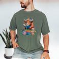 Cute Highland Cow Reading Book Baby Cow Bookworm Men's Comfort Colors T-Shirt Moss