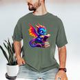 Dragon Reading a Book Bookworm Book Lover Men's Comfort Colors T-Shirt Moss Dragon Reading a Book Bookworm Book Lover Men's Comfort Colors T-Shirt Moss