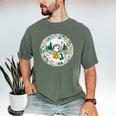 Duck Wilderness Book Reading Illustration Floral Men's Comfort Colors T-Shirt Moss