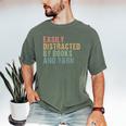 Easily Distracted By Books And Yarn Knitting & Crocheting Men's Comfort Colors T-Shirt Moss Easily Distracted By Books And Yarn Knitting & Crocheting Men's Comfort Colors T-Shirt Moss