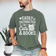 Easily Distracted By Cats And Books Reading Apparel Premium Tri-Blend Men's Comfort Colors T-Shirt Moss Easily Distracted By Cats And Books Reading Apparel Premium Tri-Blend Men's Comfort Colors T-Shirt Moss