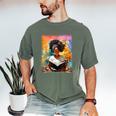 Educated Afro Girl Reading Book Lover History Month Men's Comfort Colors T-Shirt Moss Educated Afro Girl Reading Book Lover History Month Men's Comfort Colors T-Shirt Moss