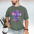 Fantasy Dragon Reading Books Bookworm Men's Comfort Colors T-Shirt Moss Fantasy Dragon Reading Books Bookworm Men's Comfort Colors T-Shirt Moss