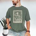 Floral The Reader Tarot Card Skeleton Reading Book Men's Comfort Colors T-Shirt Moss