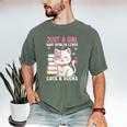 Girl Who Loves Cats And Books Cute Men's Comfort Colors T-Shirt Moss