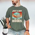 Just A Boy Who Loves Books Reading Bookworm Boys Kids Men's Comfort Colors T-Shirt Moss