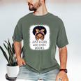 Just a Girl Who Loves Books Messy Bun Black Women Reading Men's Comfort Colors T-Shirt Moss Just a Girl Who Loves Books Messy Bun Black Women Reading Men's Comfort Colors T-Shirt Moss