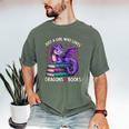 Just a Girl Who Loves Dragons And Books Reading Men's Comfort Colors T-Shirt Moss