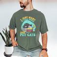 I Just Want To Read Books And Pet Cats Cat Book Lovers Men's Comfort Colors T-Shirt Moss