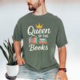 Librarian Queen Of The Books Book Reading Library Men's Comfort Colors T-Shirt Moss