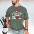 Library Crew Book Lovers Librarian Xmas Holiday Christmas Men's Comfort Colors T-Shirt Moss