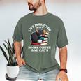 Life Is Better With Books Cats & Coffee Librarian Book Lover Men's Comfort Colors T-Shirt Moss