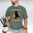 Life Is Better With Cats And Books Cute Cat Lover For Men Women Kids Men's Comfort Colors T-Shirt Moss Life Is Better With Cats And Books Cute Cat Lover For Men Women Kids Men's Comfort Colors T-Shirt Moss