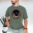 Moon Book Bookshelf Library Coffee Cup Star Stars Pattern Men's Comfort Colors T-Shirt Moss