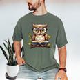 Owl Reading A Book Perched On A Branch Bookworm Men's Comfort Colors T-Shirt Moss