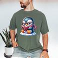 Penguin Reading a Book Animal Men's Comfort Colors T-Shirt Moss Penguin Reading a Book Animal Men's Comfort Colors T-Shirt Moss