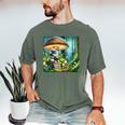 Rabbit Reading Book Under Large Mushroom Easter Bandana Men's Comfort Colors T-Shirt Moss Rabbit Reading Book Under Large Mushroom Easter Bandana Men's Comfort Colors T-Shirt Moss