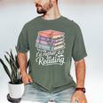 Rather Be Reading Book Lover Stack Men's Comfort Colors T-Shirt Moss Rather Be Reading Book Lover Stack Men's Comfort Colors T-Shirt Moss