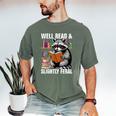 Well Read & Slightly Feral Raccoon Book Lover Graphic Men's Comfort Colors T-Shirt Moss