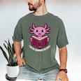 I Read Banned Books Axolotl Reading Men's Comfort Colors T-Shirt Moss