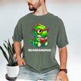 Readasaurus Reading Dinosaur Book Reader Bookworm Men's Comfort Colors T-Shirt Moss