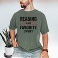 Reading Is My Favorite Sport Book Lover Quote Men's Comfort Colors T-Shirt Moss