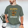 Reading Makes Me Feel Less Murdery Book Dragon Men's Comfort Colors T-Shirt Moss