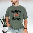 Reading Is My Therapy Book Lover Bookworm Men's Comfort Colors T-Shirt Moss