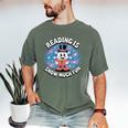 Reading Is Snow Much Fun Snowflake Book Lovers Winter Theme Premium Tri-Blend Men's Comfort Colors T-Shirt Moss