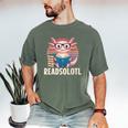 Readsolotl Axolotl Reading Book Lover Kawaii Bookworms Men's Comfort Colors T-Shirt Moss