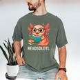 Readsolotl Kawaii Axolotl Reading Book Lover Men's Comfort Colors T-Shirt Moss