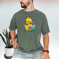 Rubber Duck Reading Book Reader Books Rubber Duckie Men's Comfort Colors T-Shirt Moss