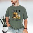 Sleeping Cat And Books With Coffee Lover Men's Comfort Colors T-Shirt Moss