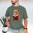 Teddy Bear Reading a Book Men's Comfort Colors T-Shirt Moss
