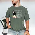 That's What I Do I Pet Cat I Read Books Tuxedo Cat Bookworm Men's Comfort Colors T-Shirt Moss