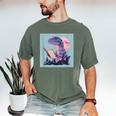 Trex Reading Book Dinosaur Men's Comfort Colors T-Shirt Moss Trex Reading Book Dinosaur Men's Comfort Colors T-Shirt Moss