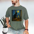 Van Gogh Starry Night Art Cat And Book Lovers Premium Tri-Blend Men's Comfort Colors T-Shirt Moss Van Gogh Starry Night Art Cat And Book Lovers Premium Tri-Blend Men's Comfort Colors T-Shirt Moss