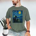 Van Gogh Starry Night Fantasy Reader Dragon Reading Book Men's Comfort Colors T-Shirt Moss Van Gogh Starry Night Fantasy Reader Dragon Reading Book Men's Comfort Colors T-Shirt Moss