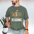 Wild About Reading Books Animal Theme Bookworm Library Day Men's Comfort Colors T-Shirt Moss