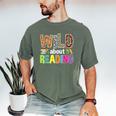 Wild About Reading Library Day Reading Books & Bookworm Men's Comfort Colors T-Shirt Moss