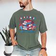 Women's Books Fireworks And Freedom Independence Day Book Lover Men's Comfort Colors T-Shirt Moss