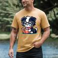 Adorable Book Lover Border Collie With Reading Glasses Cute Raglan Baseball Tee Men's Comfort Colors T-Shirt Mustard